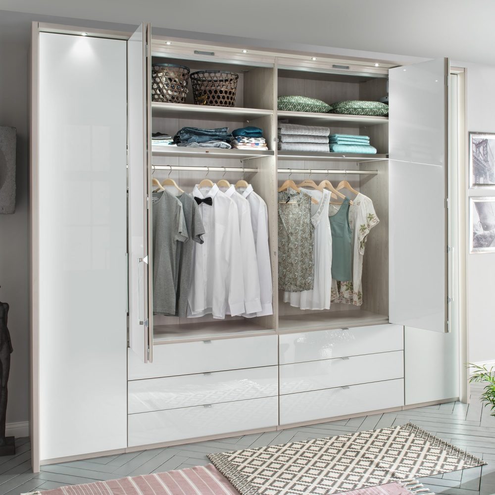 Kensington Bi-folding 6 Door Wardrobe With Drawers | Wardrobes